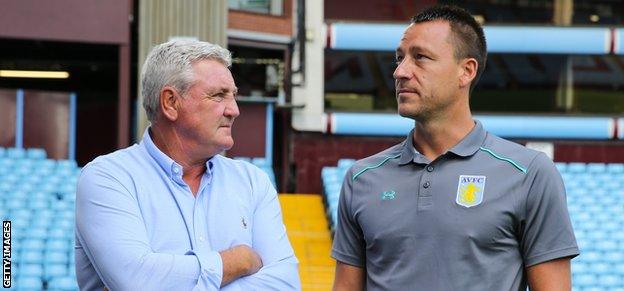 Aston Villa manager Steve Bruce and captain John Terry