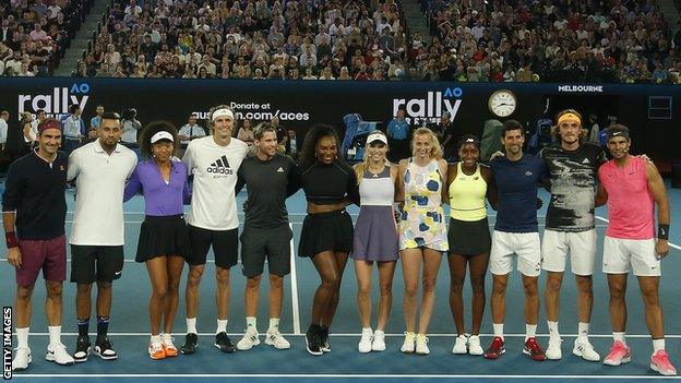 Roger Federer, Nick Kyrgios, Naomi Osaka, Alexander Zverev, Dominic Thiem, Serena Williams, Caroline Wozniacki, Petra Kvitova, Coco Gauff, Novak Djokovic, Stefanos Tsitsipas and Rafael Nadal