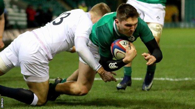 Ulster's Hayden Hyde scored Ireland's second try in Northampton