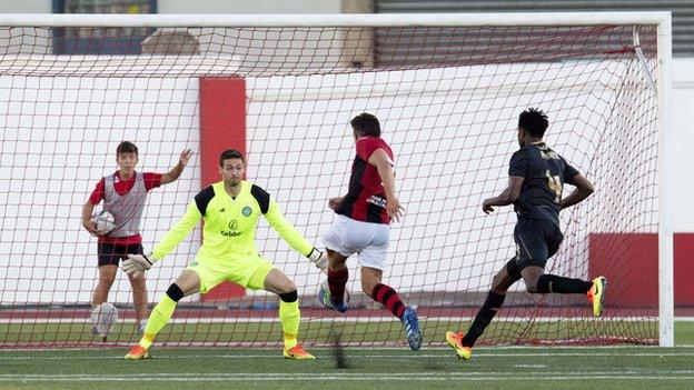 Lee Casciaro (right) gave Lincoln Red Imps a shock lead in the second half