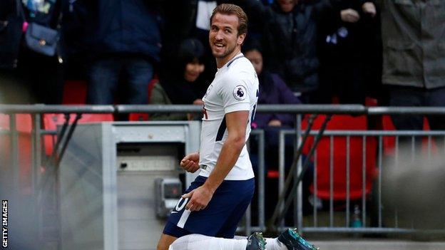 Harry Kane celebrates with Tottenham