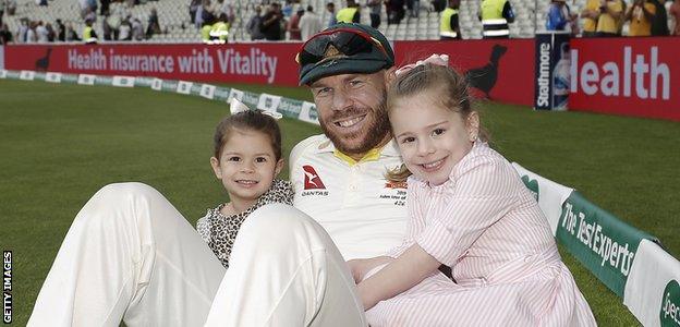 David Warner with his daughters