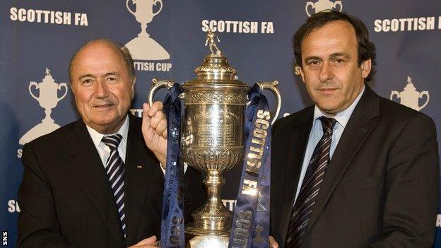 Michel Platini (right) with current Fifa president Sepp Blatter