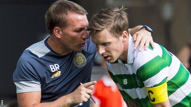 Celtic's Brendan Rodgers and Stefan Johansen