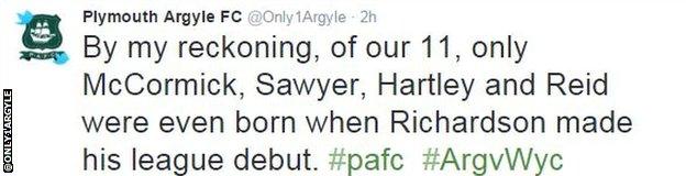 Plymouth Argyle tweet