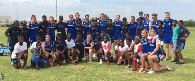 The England squad after a coaching session in Hammanskraal