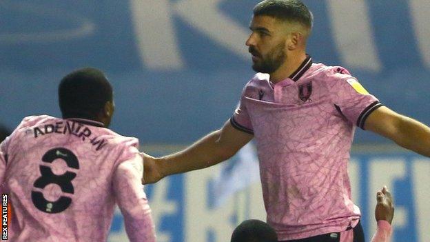 Callum Paterson celebrates his goal for Sheffield Wednesday against Wigan