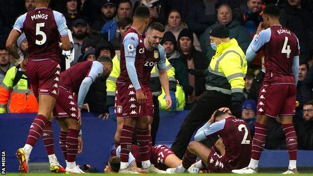 Cash and Digne were struck celebrating Villa's goal by Buendia