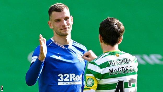 Rangers' Borna Barisic and Celtic's Callum McGregor