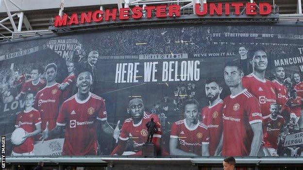 Poster on the outside of Old Trafford