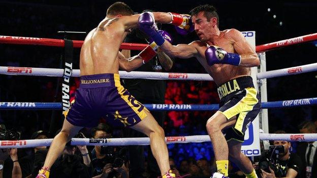 Anthony Crolla (right) lost to Vasiliy Lomachenko in LA