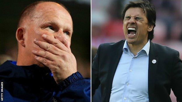 Simon Grayson (left) is replaced as Sunderland manager by Chris Coleman during the Netflix documentary