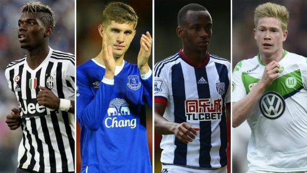 Paul Pogba, John Stones, Saido Berahino and Kevin de Bruyne