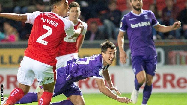 Bojan heads in Stoke's equaliser against Rotherham