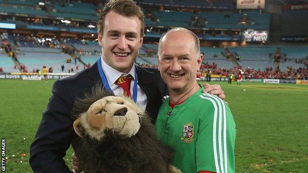 James Robson with Scotland full-back Stuart Hogg