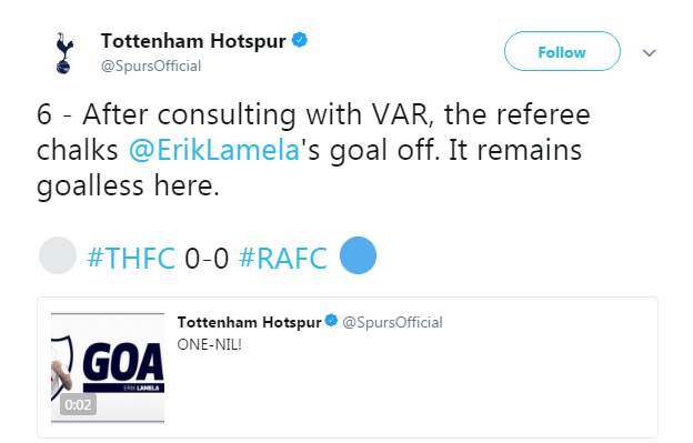 Tottenham twitter account