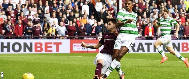 Scott Sinclair side-foots home the winner against Hearts at Tynecastle