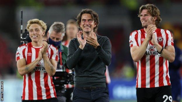 Thomas Frank and Brentford players