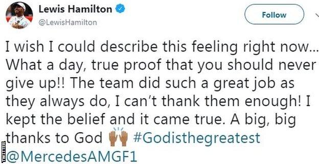 Lewis Hamilton tweet