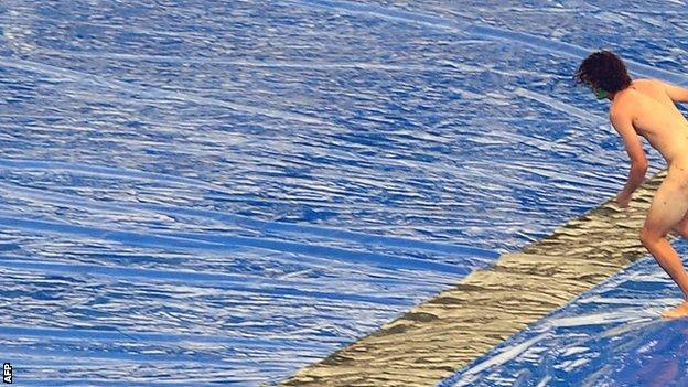 Australia fan Alex James streaking during the first Test in Sri Lanka