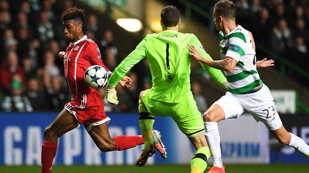 Celtic goalkeeper Craig Gordon and Bayern Munich attacker Kingsley Coman