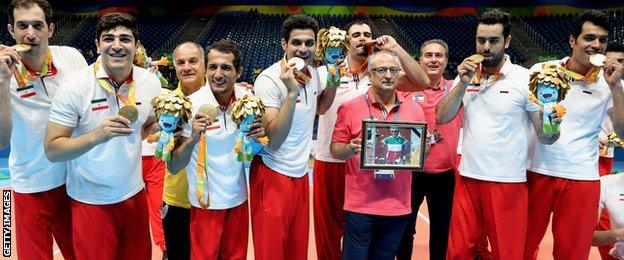 Iran's sitting volleyball team won gold on Sunday and dedicated it to Golbarnezhad