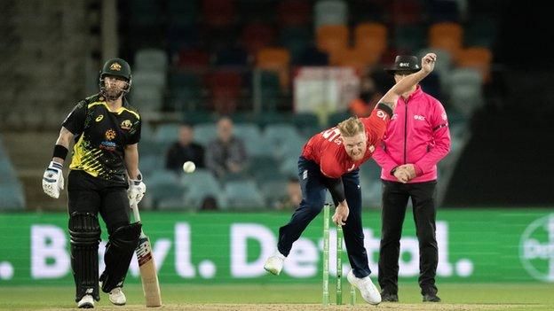 Ben Stokes bowling against Australia