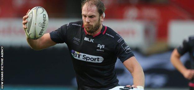 Lock Alun Wyn Jones impressed on his return to Ospreys action after World Cup duty with Wales