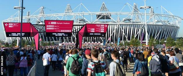 Supporters outside of the Olympic Park ahead of day seven of the 2012 Olympic games