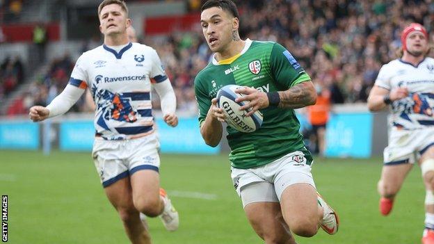 Terrence Hepetema in action for London Irish against Bristol