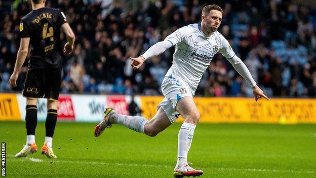 Jordan Shipley celebrates his goal for Coventry against QPR