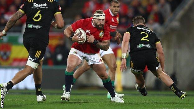 Joe Marler playing for the Lions