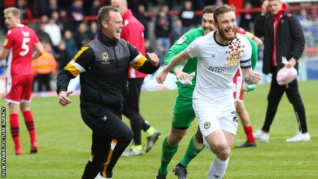 Michael Flynn celebrating County reaching the play-offs