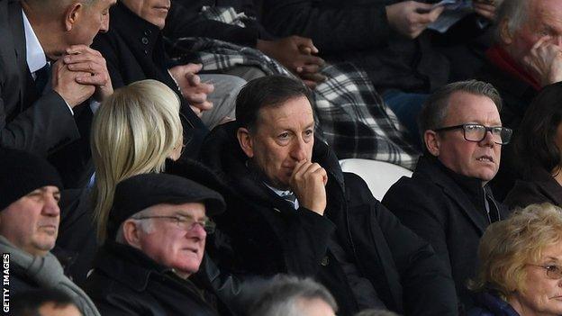 Swansea city chairman Huw Jenkins looks tense as he watches the team play in the Premier League