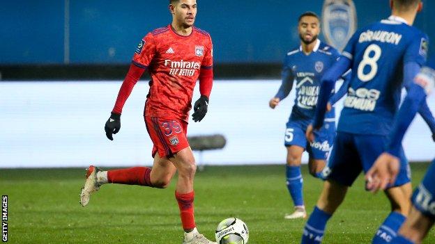 Bruno Guimaraes on the ball while playing for Lyon