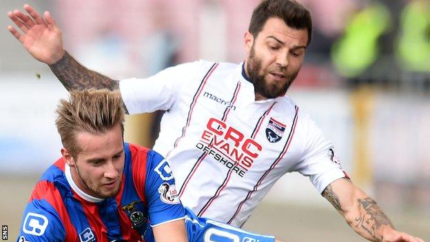 Richard Foster (right) in action for Ross County against Inverness