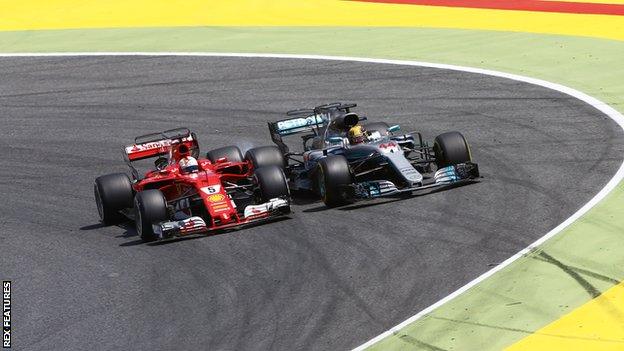 Mercedes F1 driver Lewis Hamilton and Ferrari F1 driver Sebastian Vettel