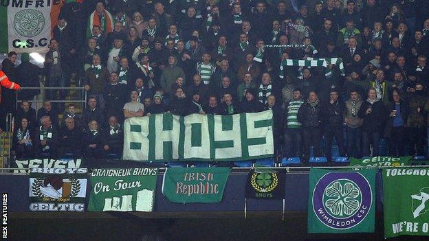 Celtic supporters at the Etihad Stadium on Tuesday