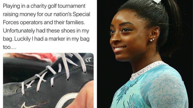 Simone Biles (right) criticised Bono's tweet, which has now been deleted