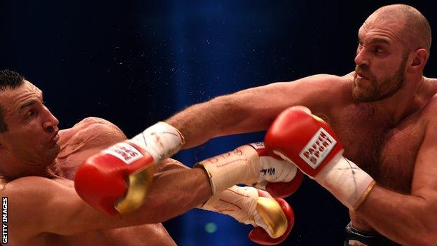 Tyson Fury in action against Wladimir Klitschko