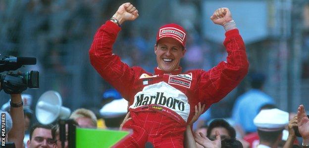 Schumacher celebrates