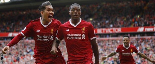 Roberto Firmino and Georgino Wijnaldum