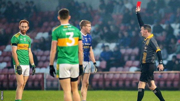 Joe McQuillan sends off Kieran Hughes early in the second half