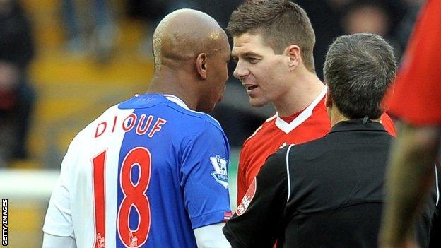 El Hadji Diouf and Steven Gerrard square up