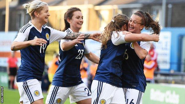 Scotland celebrate Christie Murray's late winner at Stark's Park