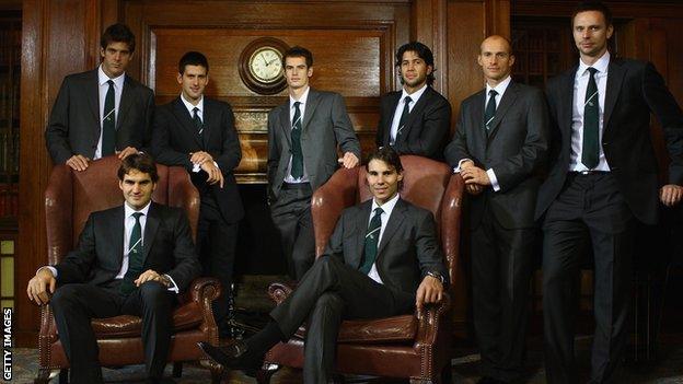 Juan Martin Del Potro, Novak Djokovic, Andy Murray, Fernando Verdasco, Nikolay Davydenko, Robin Soderling, Roger Federer and Rafael Nadal