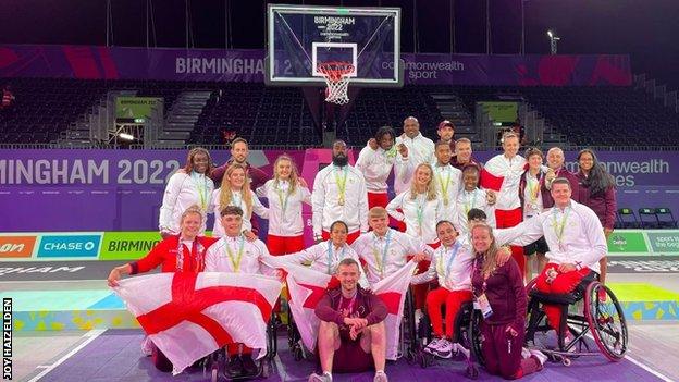 England's Women's 3x3 Wheelchair Basketball team at the Commonwealth Games.