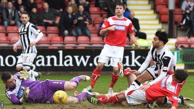 Faissal El Bakhtaoui scores for Dunfermline against Brechin City