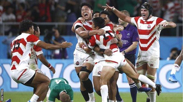 Japan celebrate beating Ireland