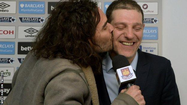 West Ham boss Slaven Bilic gets more than he bargained for during an interview with Russell Brand